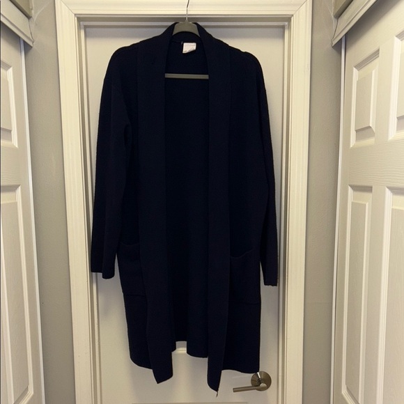 Women's Navy blue Open Front Cardigan Sweater - Picture 2 of 7